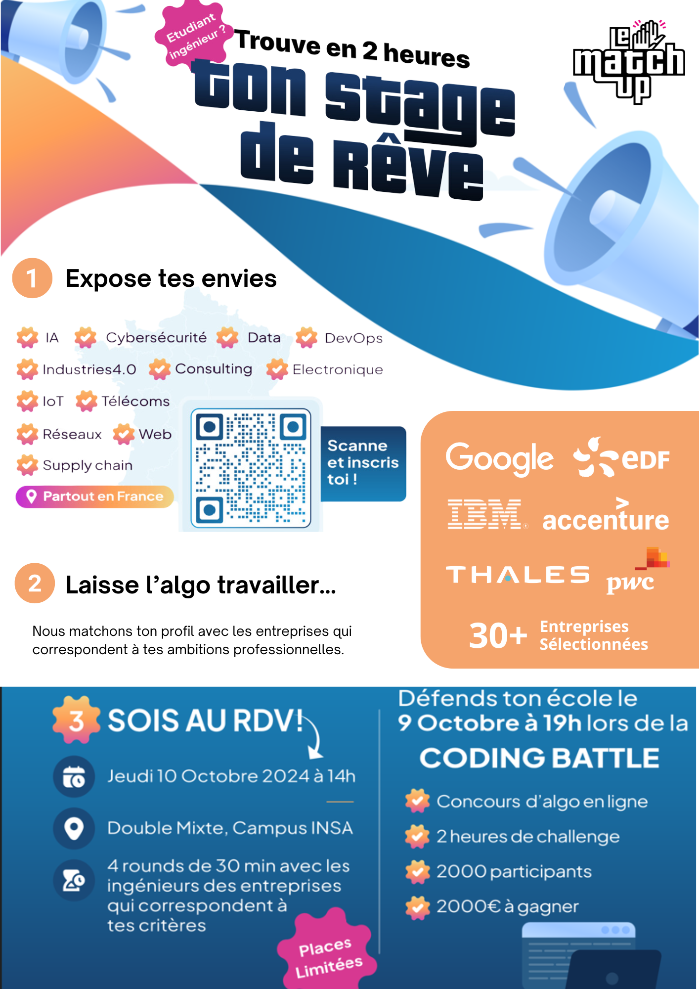 Photo 1: Affiche de l'évèment (Le Match Up + Coding Battle 2024)